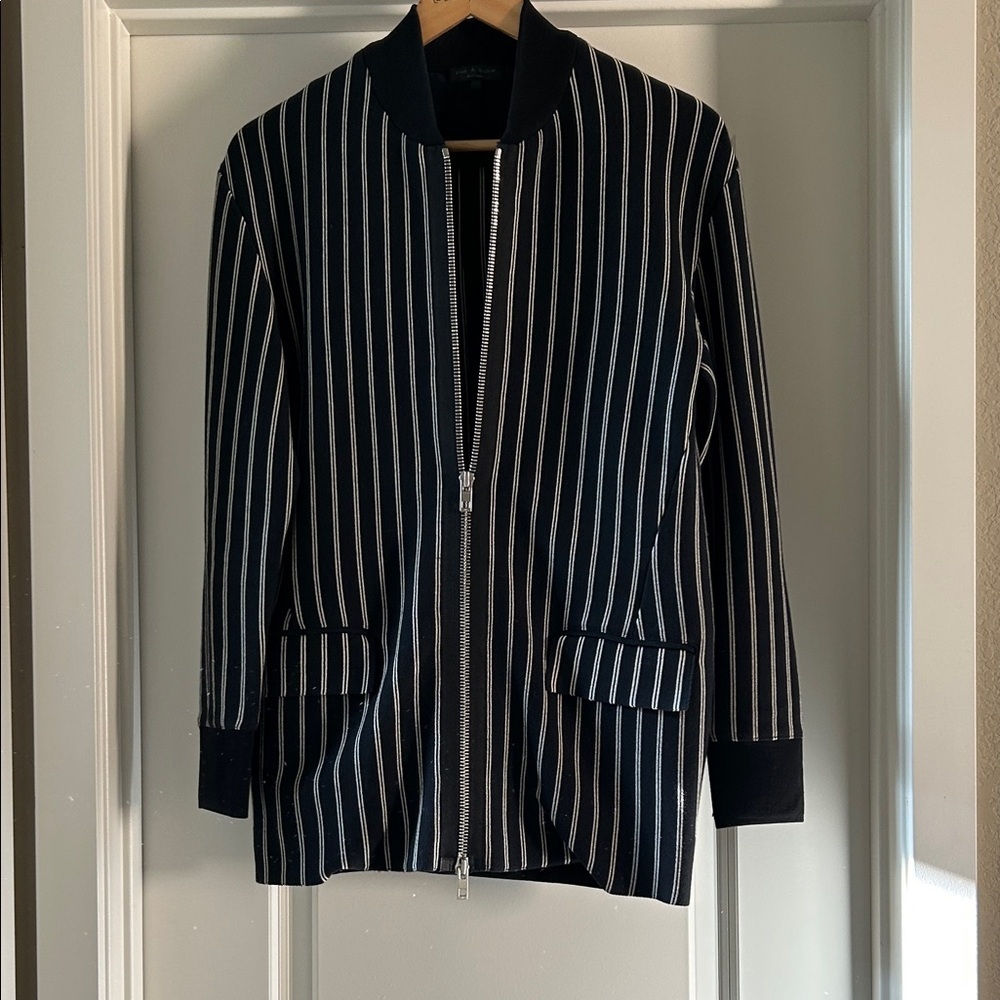 rag & bone Black and White Striped Jacket full zip XS